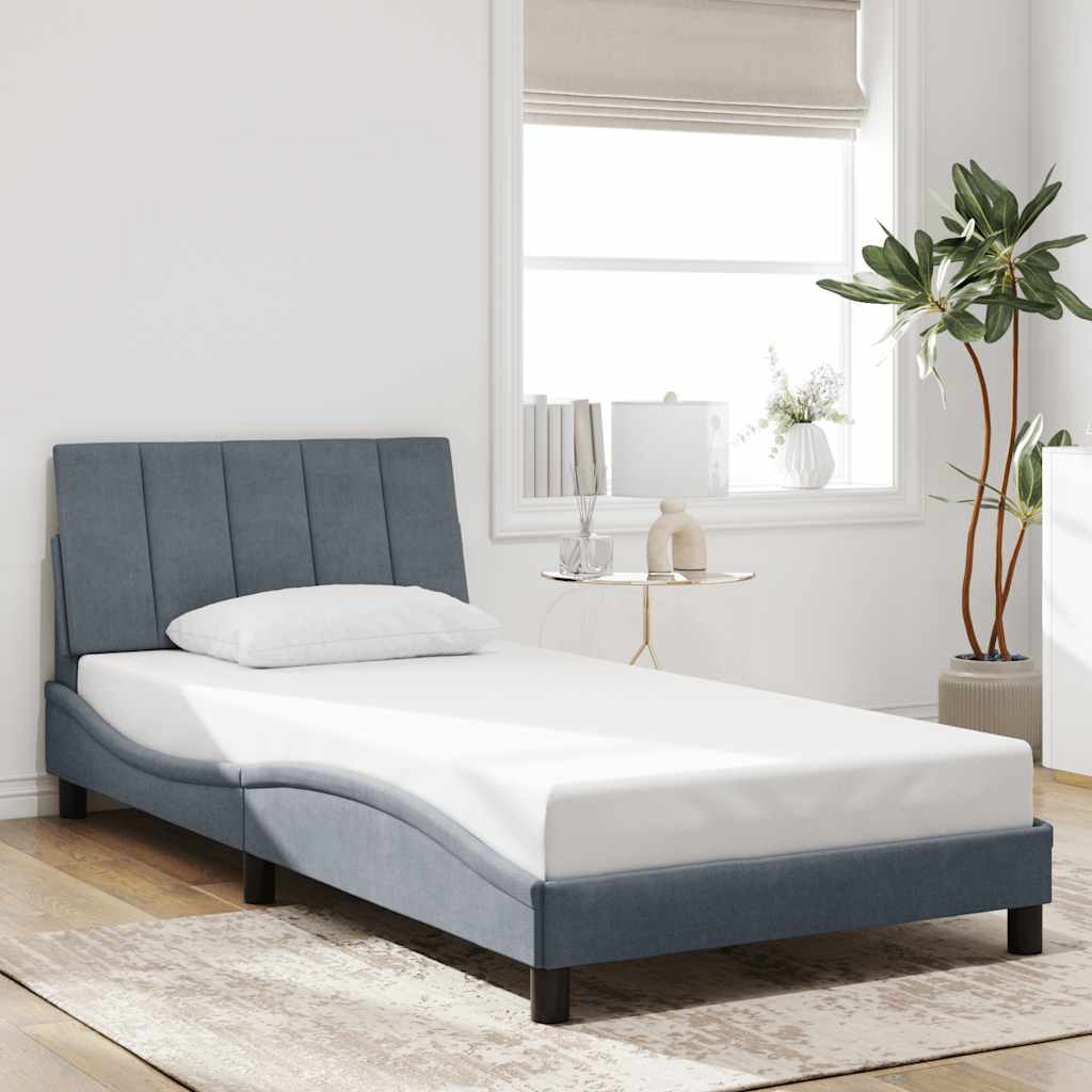 vidaXL Estrutura de cama sem colchão Hanko 100x203 cm veludo cinza-escuro